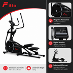 48 Pieces Elliptical Trainers with Magnetic Resistance, Digital Monitor and Heavy-Duty Frame, Black, 150 x 43.5 x 78 cm