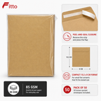 240 Pieces Pocket Peel-and-Seal Envelopes, Brown Kraft Style, 10.2 x 9 cm, 85 gsm, Pack of 50