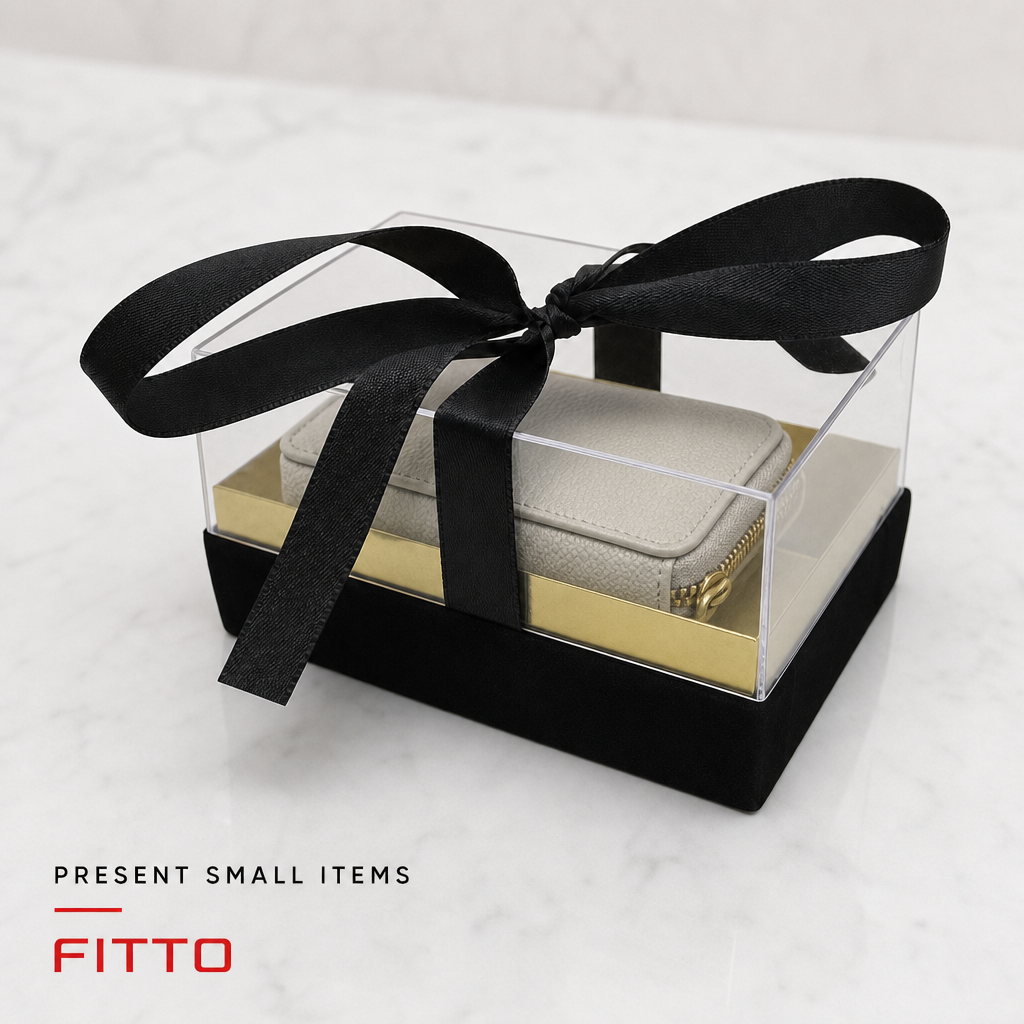 96 Pieces Acrylic Presentation Box, Black Rectangular Design With Ribbon, 14.5 × 9.5 × 8 cm, 1 Piece