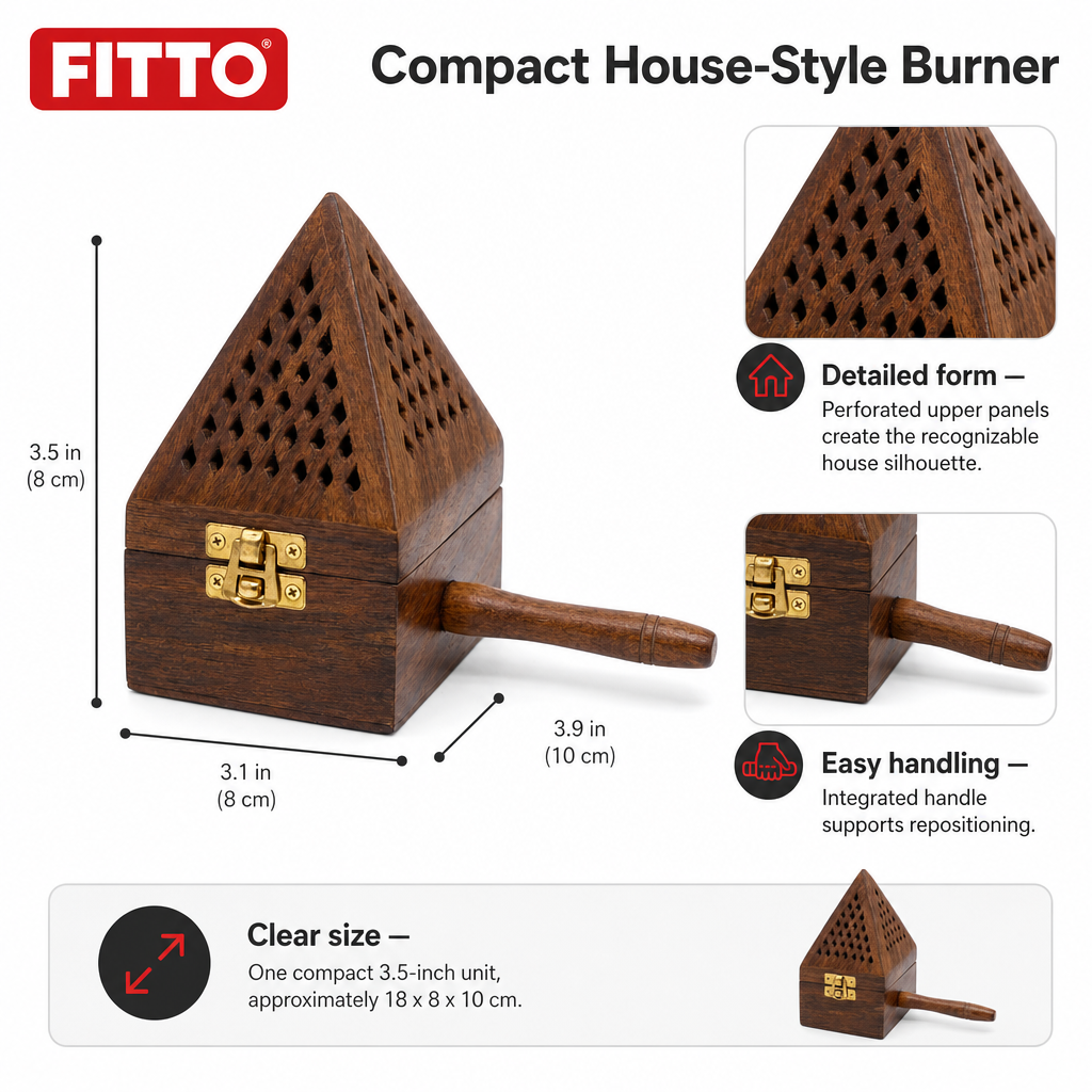 96 Pieces Wooden Incense Burner House with Handle, 3.5 Inch