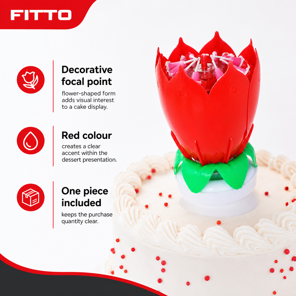 120 Pieces Red Flower Music Cake Candle, 1 Piece, Cake Decoration