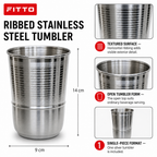 120 Pieces Silver Ribbed Stainless Steel Drinking Tumbler, 1 Piece