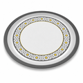 60 Pieces Round Woven Serving Trays, 60 cm, White with Floral Pattern