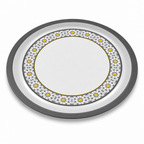 60 Pieces Round Woven Serving Trays, 60 cm, White with Floral Pattern