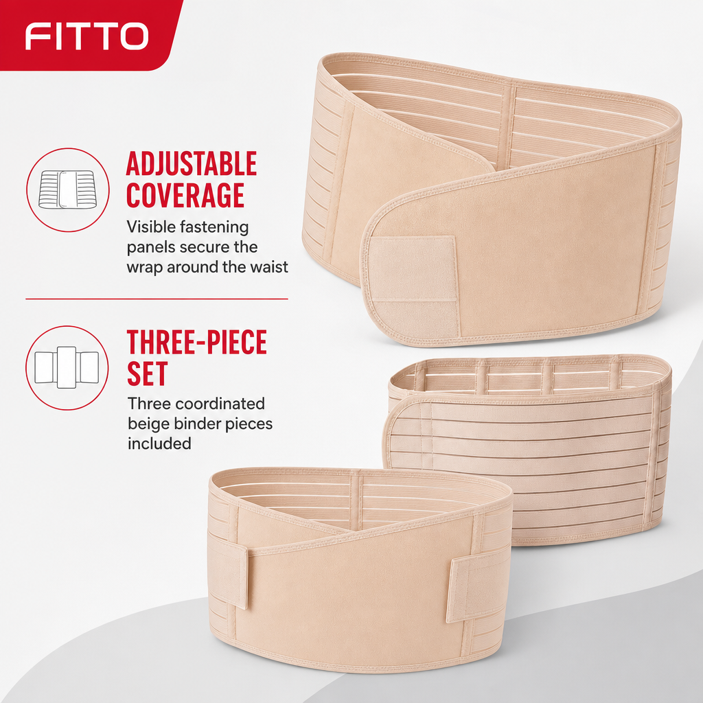 72 Pieces Postpartum Abdominal Binder Set, 3 Pieces, Beige Adjustable Wrap Closures