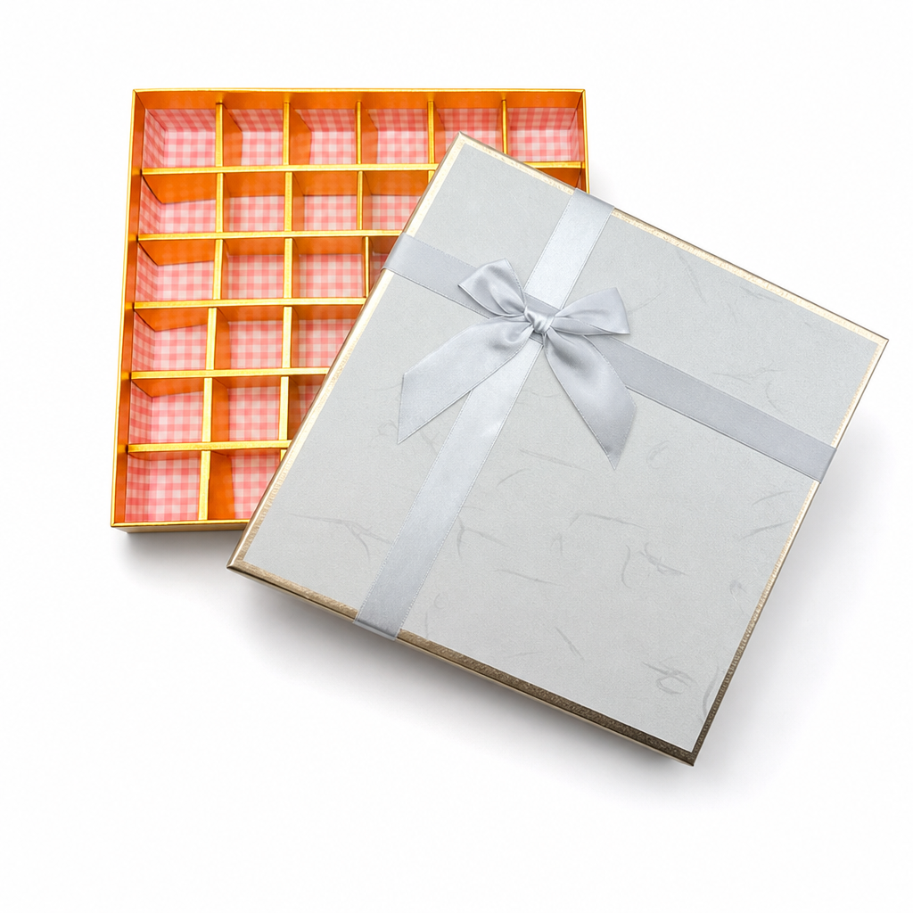 96 Pieces Silver Chocolate Box with 36 Compartments, 23 x 23 x 5 cm, 1 Piece