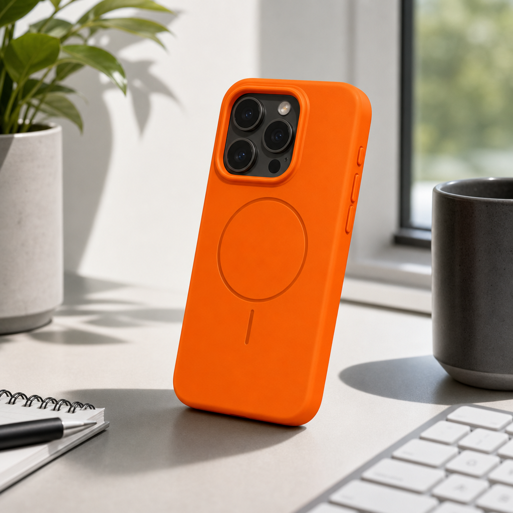 120 Pieces Silicone Magnetic Phone Cases with Raised Camera Protection, Orange
