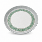 72 Pieces Round Woven Serving Trays, 55 cm, 4 cm Deep, Green and Grey Design