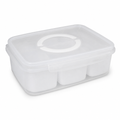96 Pieces 3-Compartment Food Storage Box with Locking Lid, Clear, 29 × 21 × 7 cm