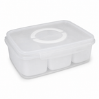 96 Pieces 3-Compartment Food Storage Box with Locking Lid, Clear, 29 × 21 × 7 cm