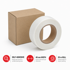 96 Pieces Self-Adhesive Filament Tape, White, 48 mm x 20 m, 1 Roll