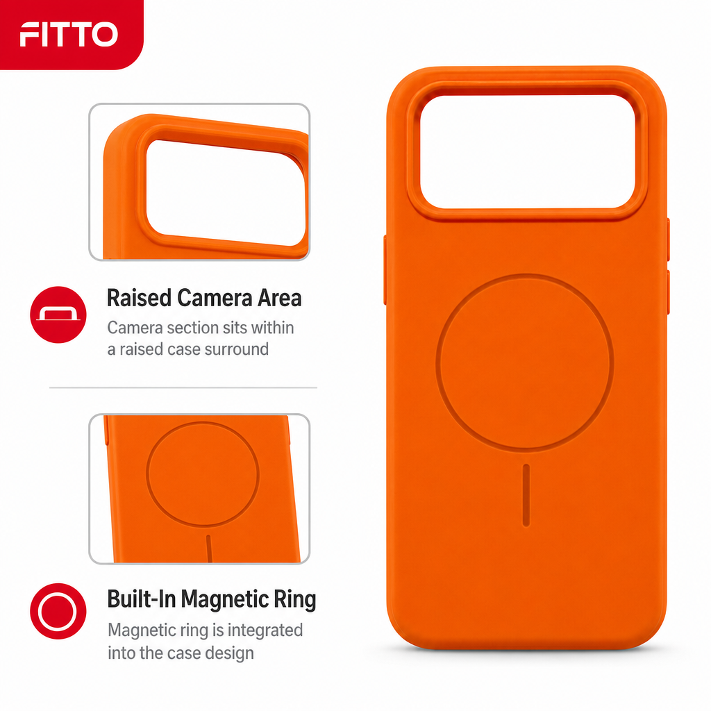 120 Pieces Silicone Magnetic Phone Cases with Raised Camera Protection, Orange