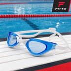 96 Pieces Swimming Goggles for Training, Blue Frame with White Strap, Single Pair