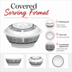 96 Pieces Melamine Bowl with Lid, Round Tablewares Serving Bowl, 10 Inch, White with Grey Pattern