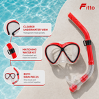 72 Pieces Swimming Mask and Snorkel Set, Red