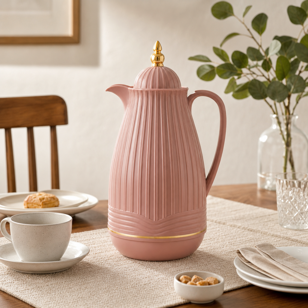 60 Pieces Plastic Vacuum Flask with Glass Refill, 1 Litre, Rose Pink