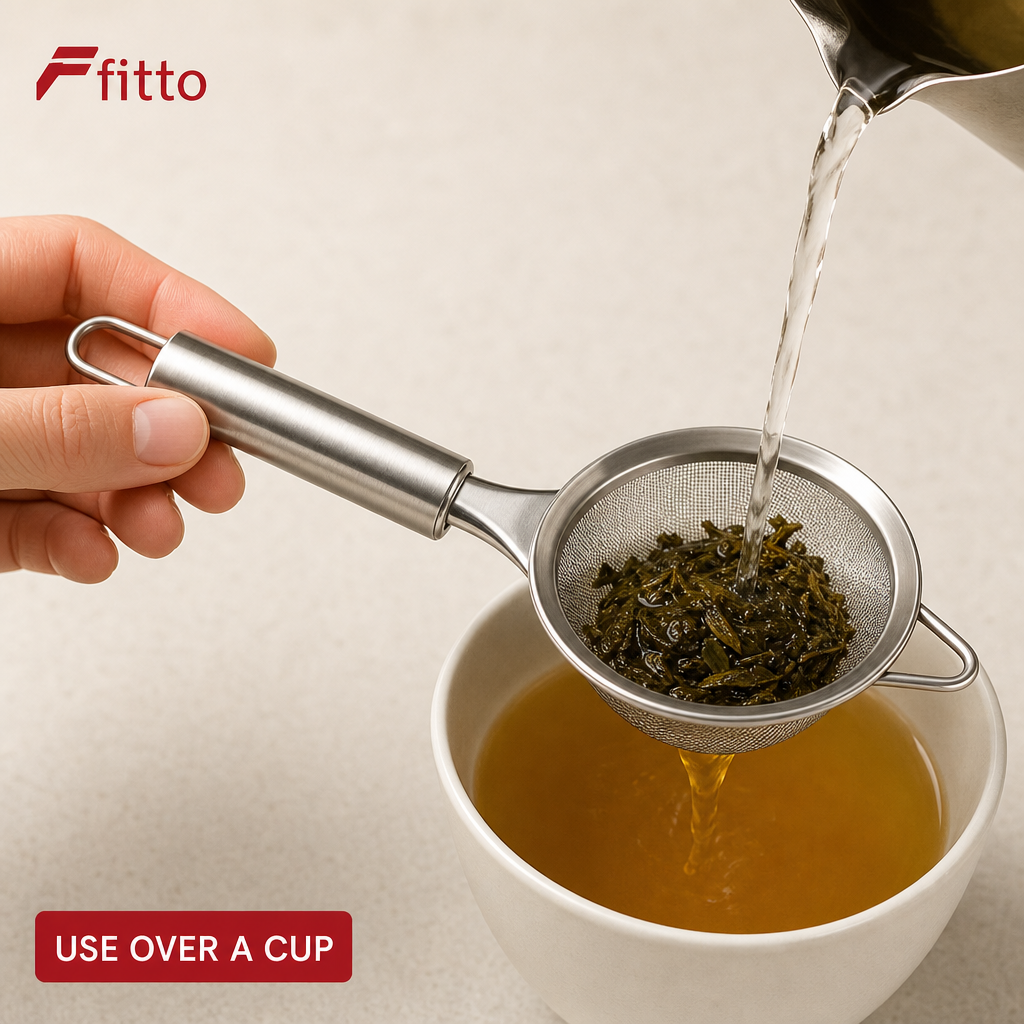 96 Pieces Tea Strainers, Stainless Steel Round Kitchen Sieve with Handle, 24 cm
