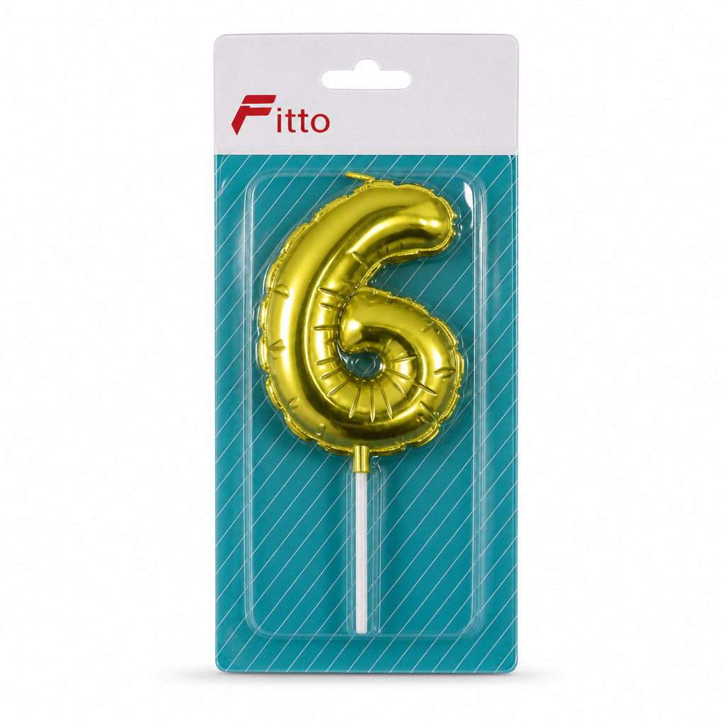 144 Pieces Gold Number 6 Birthday Cake Candle, 9 cm, Single Piece