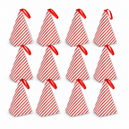 96 Pieces Red and White Cone-Shaped Favor Boxes with Ribbon, 11.5 x 18 cm, 12 Pieces