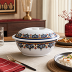 96 Pieces Melamine Serving Bowl with Lid, Decorative Pattern, 9 Inch Covered Tablewares