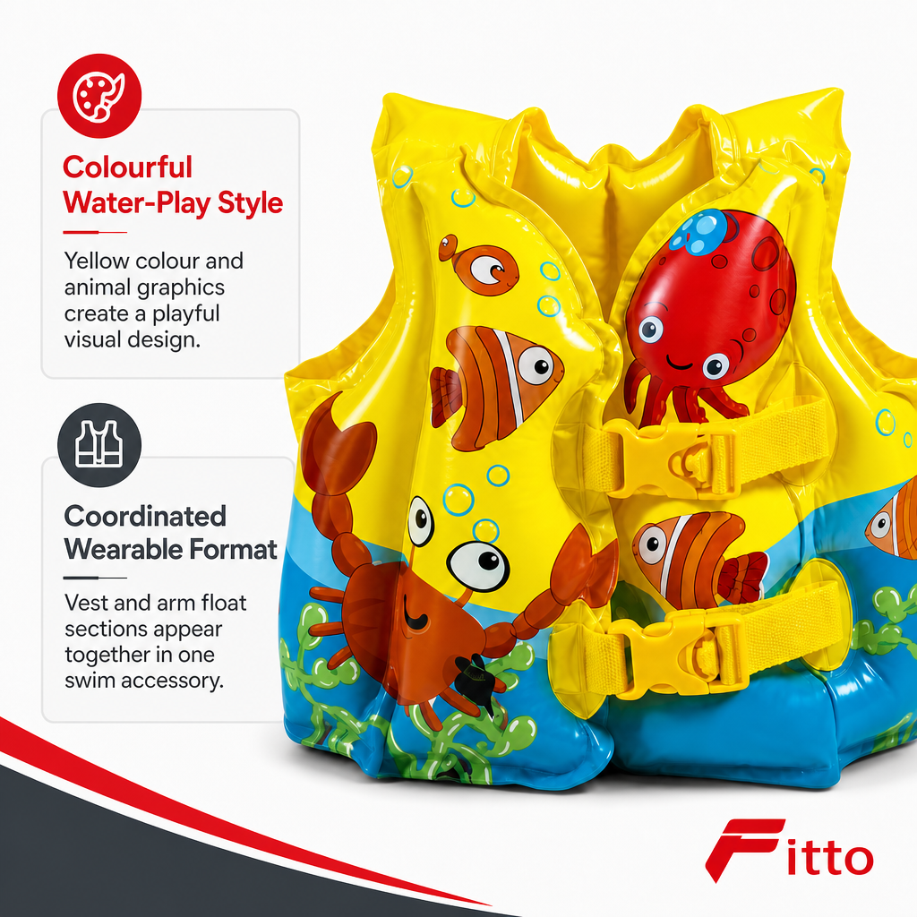 60 Pieces Inflatable Swim Vest with Arm Floats, Yellow Animal Design