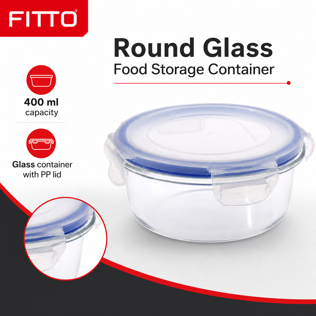 96 Pieces Round Glass Food Storage Containers with PP Lid, 400 ml