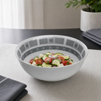 96 Pieces Melamine Salad Bowl, 9 Inch, Grey Geometric Border