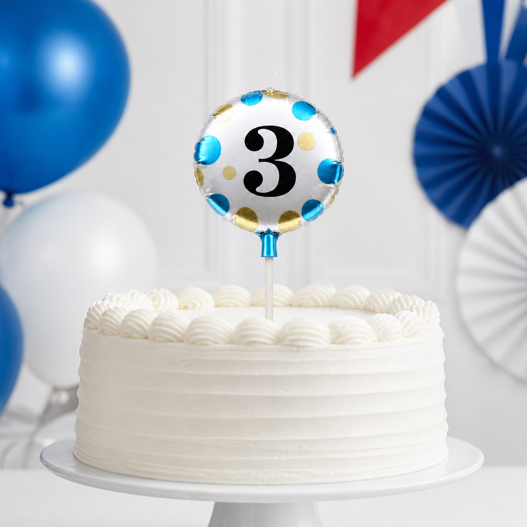 240 Pieces Birthday Number 3 Cake Candle, Blue, 5 cm