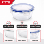 96 Pieces Round Glass Food Storage Containers with PP Lid, 400 ml