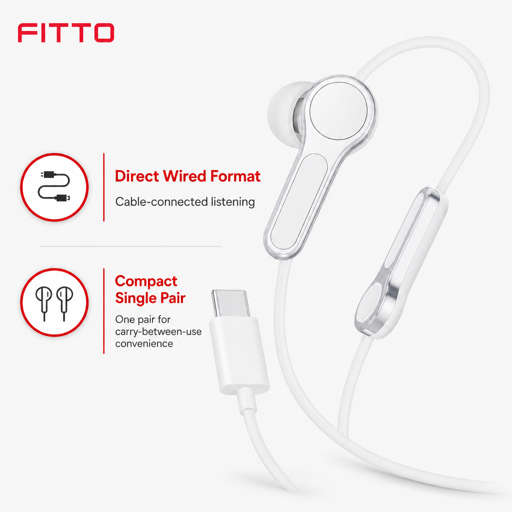 96 Pieces Type-C Wired Earphoneses, Single Pair for Wired Audio Listening
