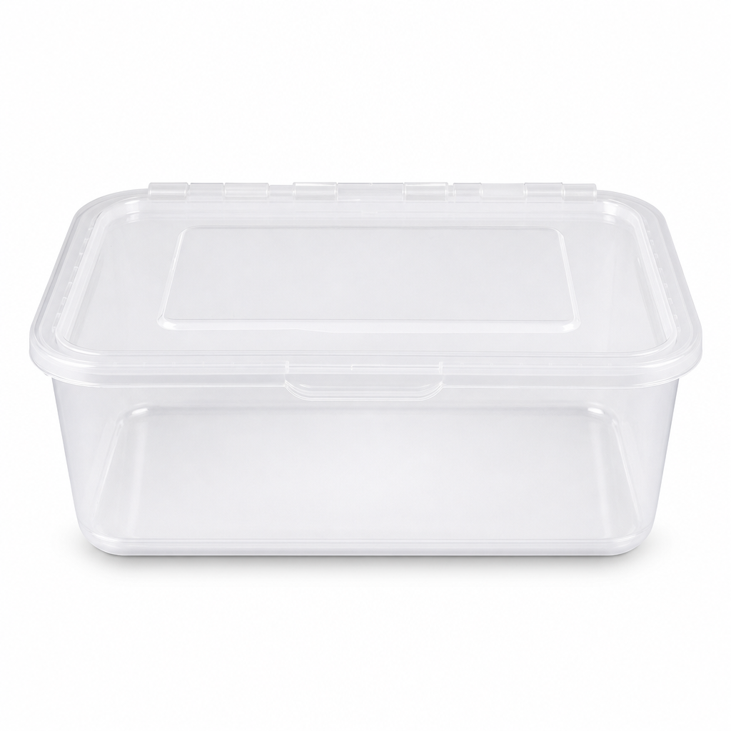 120 Pieces Clear Plastic Food Storage Containers with Hinged Lid, 22 x 15 x 8 cm, 1 Piece