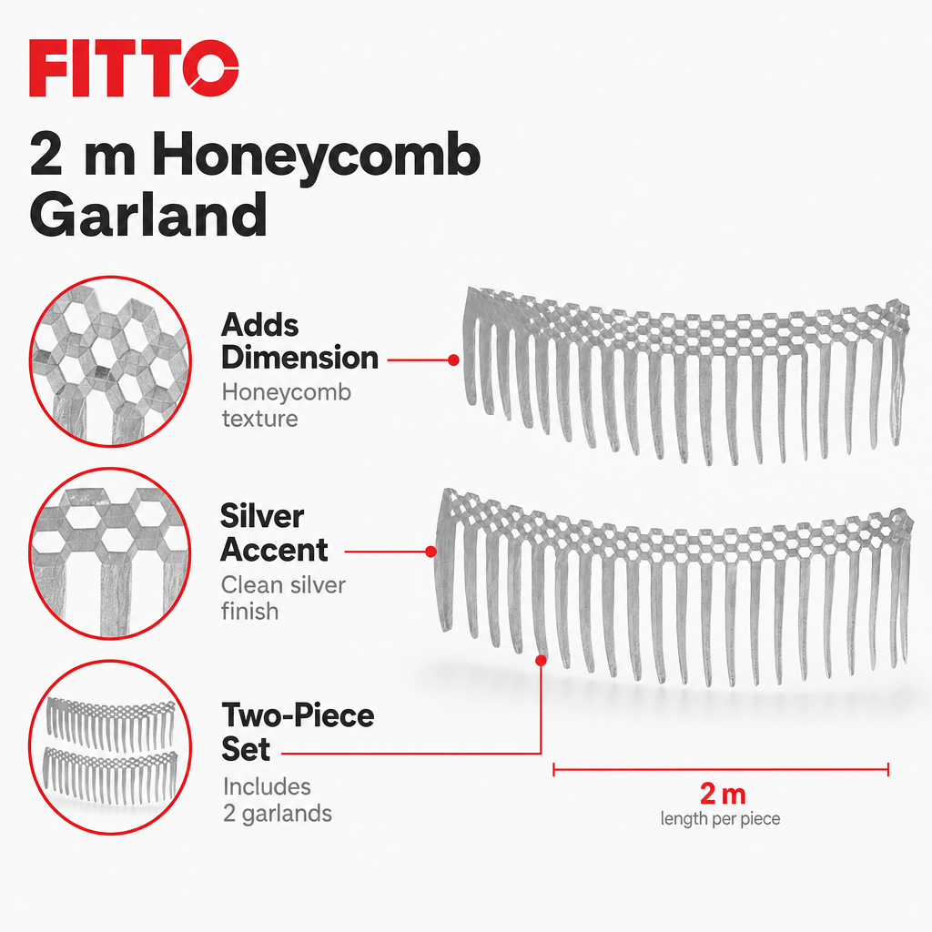144 Pieces Silver Honeycomb Garland, 2 m, 2 Pieces for Party Decorations