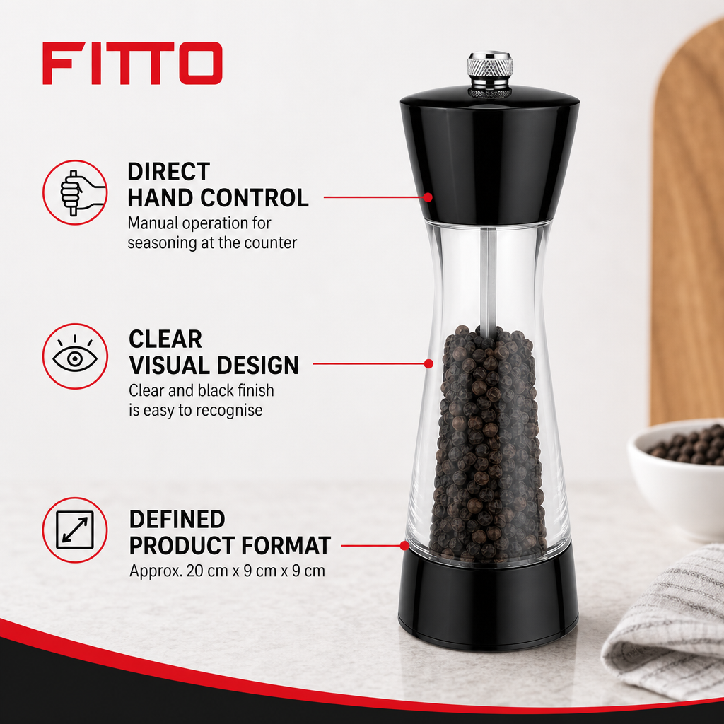 120 Pieces Manual Spice Grinder, Clear and Black, 1 Piece, 20 cm Kitchen Seasoning Mill