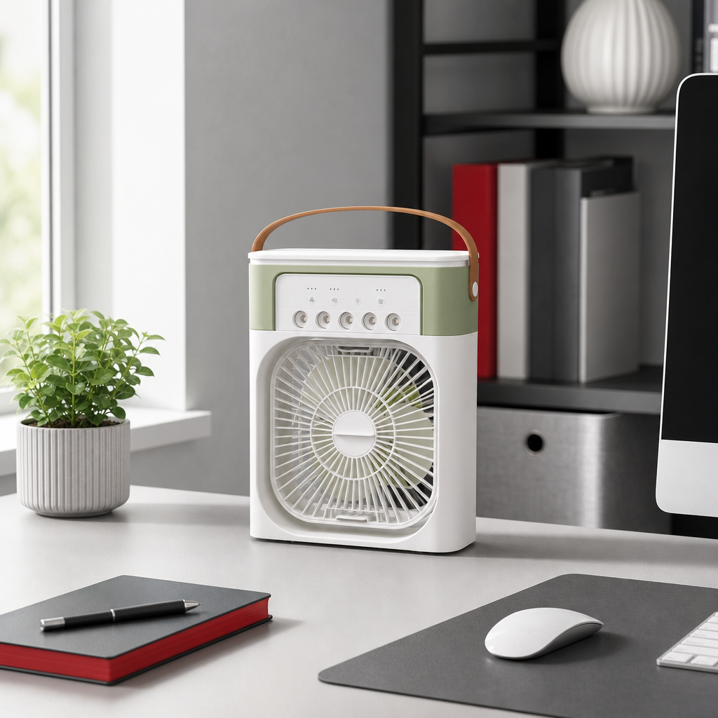 96 Pieces Portable Air Cooler Fan, White and Olive Green, 1 Piece, Compact Desktop Design