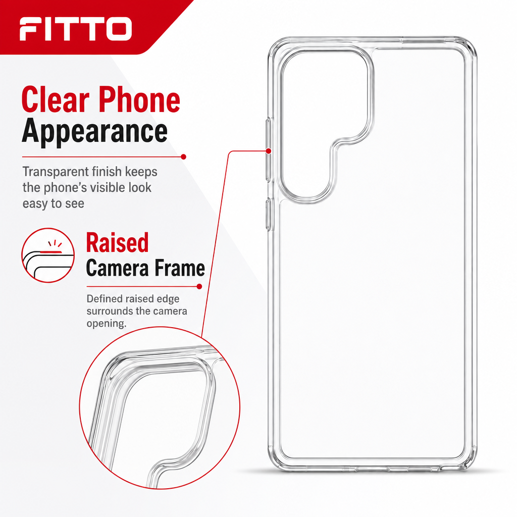 144 Pieces Clear Phone Cases with Raised Camera Frame for S25 Ultra, Transparent Single Case