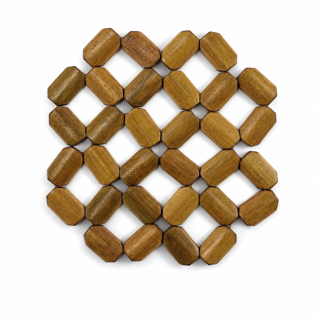 240 Pieces Bamboo Square Lattice Table Mats, Natural Brown, 16 × 16 cm, 1 Piece
