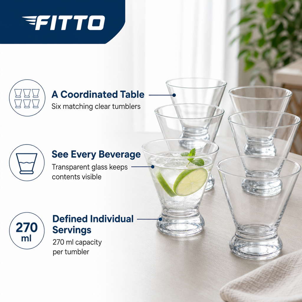 72 Pieces Glass Tumbler Set, 270 ml Clear Drinking Glasses, 6 Pieces for Table and Beverage Serving