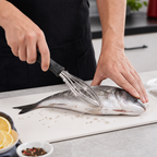 120 Pieces Fish Scale Scraper, Stainless Steel Scraping Tool with Black Handle, 28 cm Kitchen Utensil for Seafood Preparation