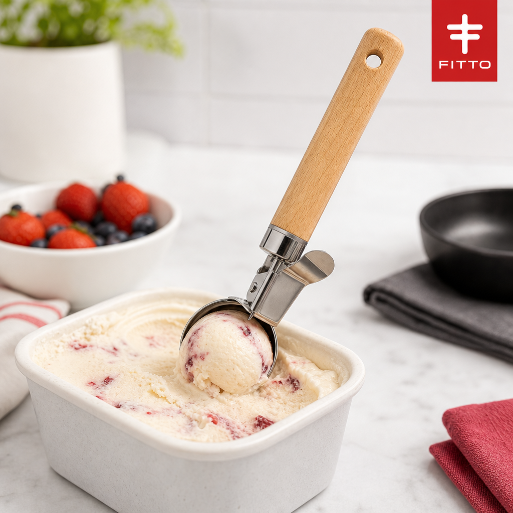 120 Pieces Stainless Steel Ice Cream Scoops with Wooden Handle, 30 x 10 x 5 cm