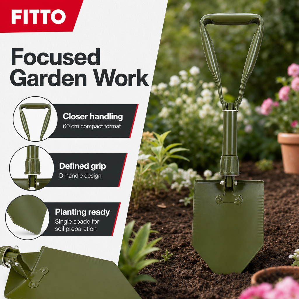 96 Pieces Compact D-Handle Garden Spade, 60 cm, Olive Green, 1 Piece