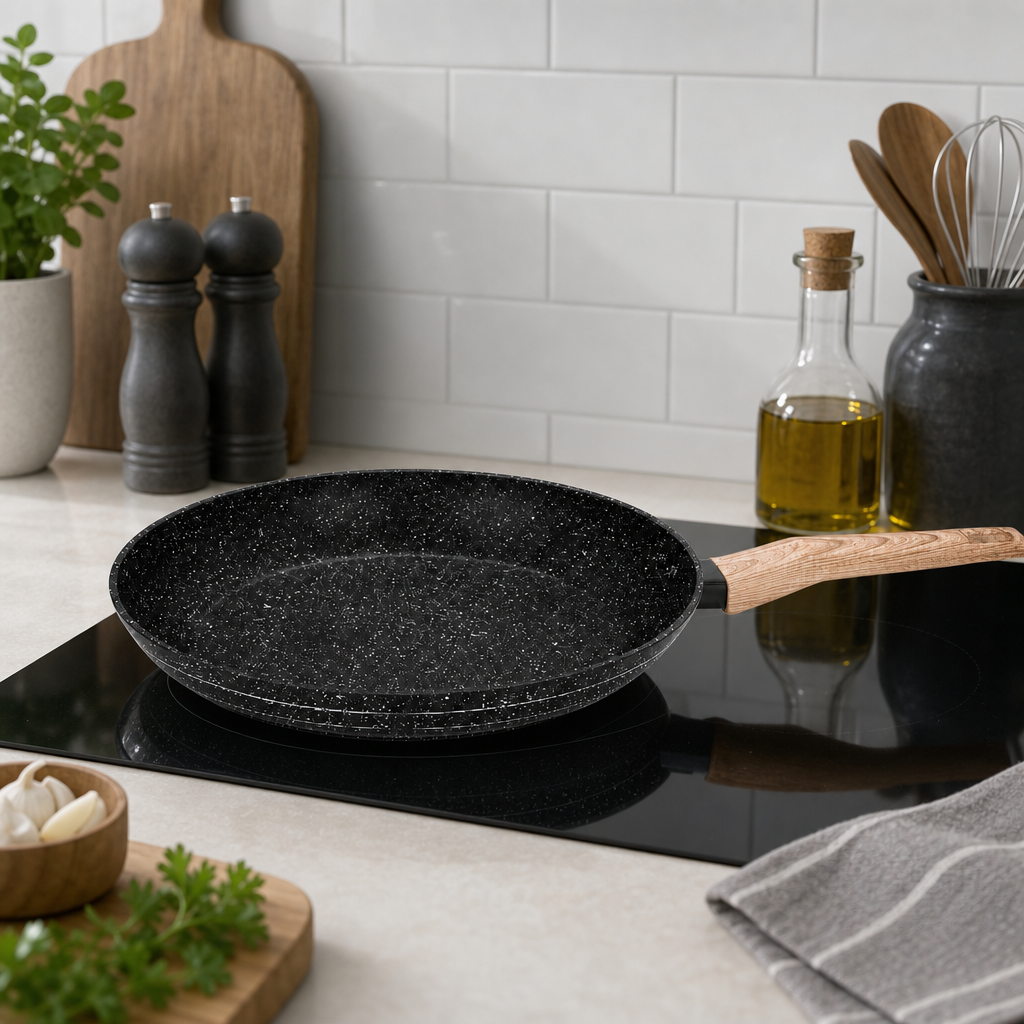60 Pieces Forged Aluminium Frying Pan Without Lid, 20 x 4 cm, Black