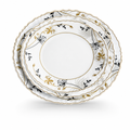 96 Pieces Opal Dinner Plate, 10 Inch, White Floral Tablewares for Dining and Table Settings