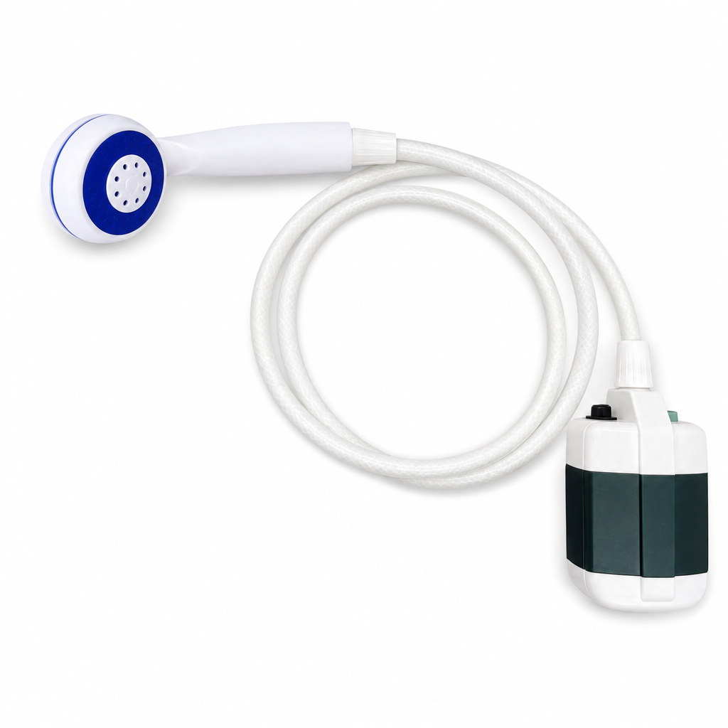 72 Pieces Portable Outdoor Shower Set with Flexible Hose, Handheld Shower Head and Pump, White, 1 Set