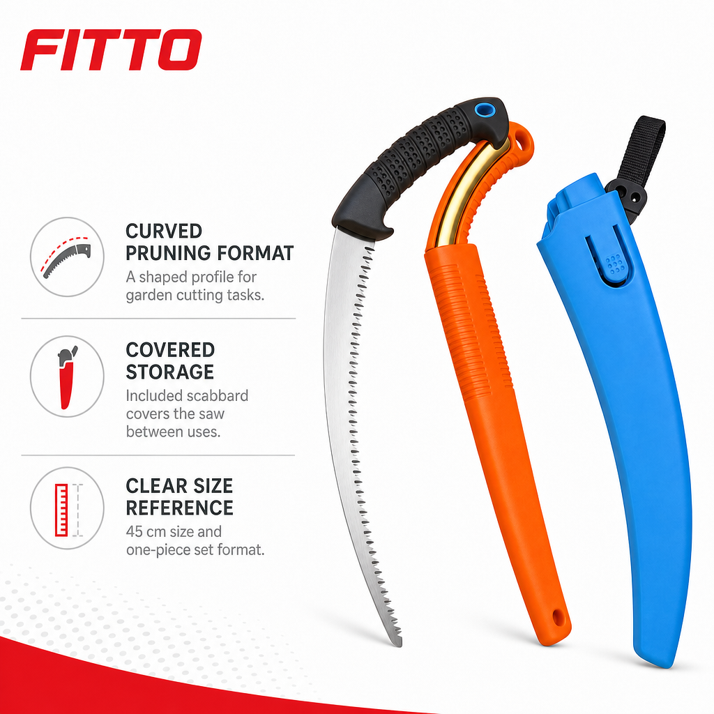 96 Pieces Curved Pruning Saw with Scabbard, 45 cm, Orange, 1 Piece