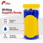 96 Pieces Ball Pens, 1.0mm Blue Ink, Yellow and Blue Body, 25 Pack