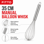 144 Pieces Stainless Steel Balloon Whisk with Metal Handle, 35 cm