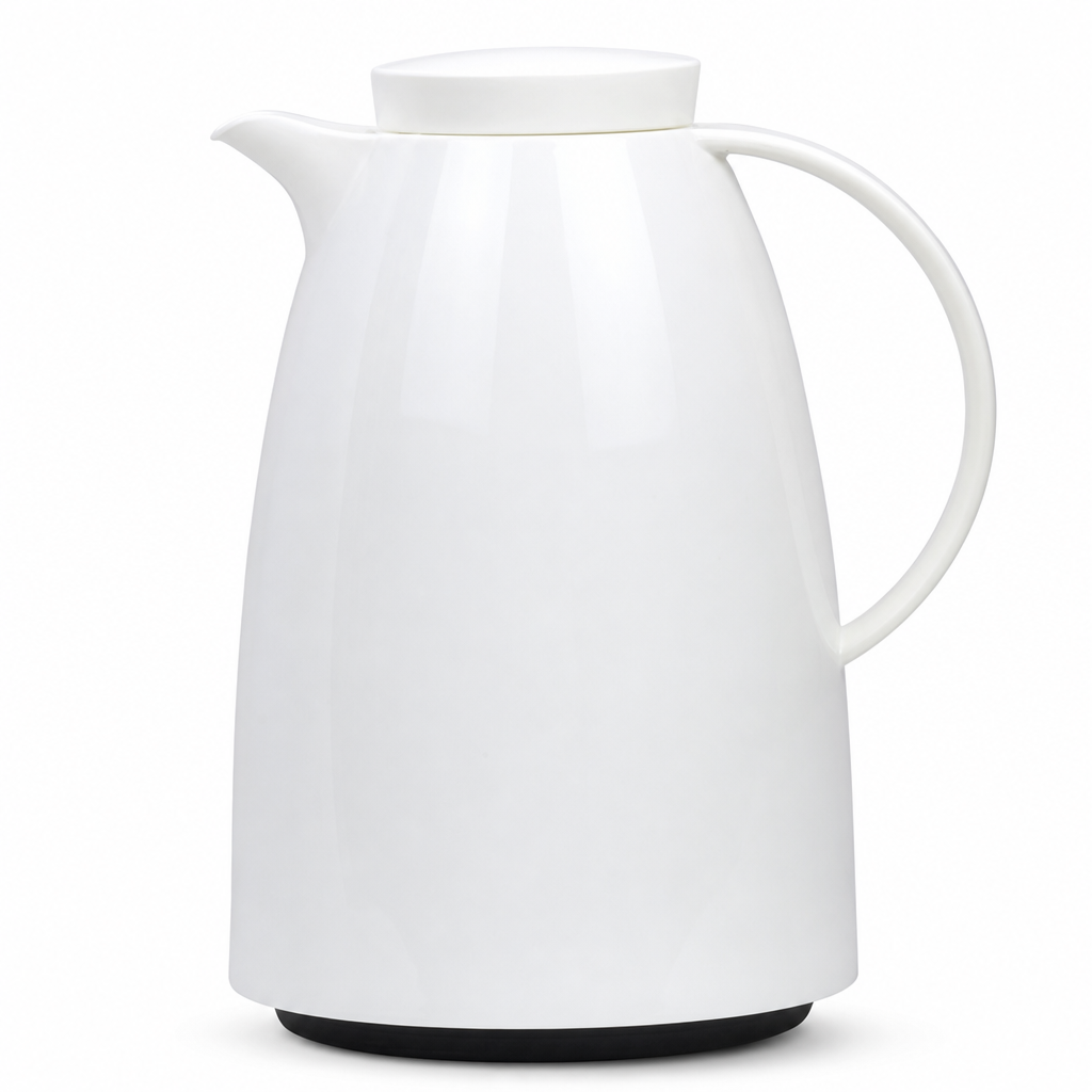 72 Pieces Plastic Vacuum Flask with Glass Refill, 1 Litre, White and Gold