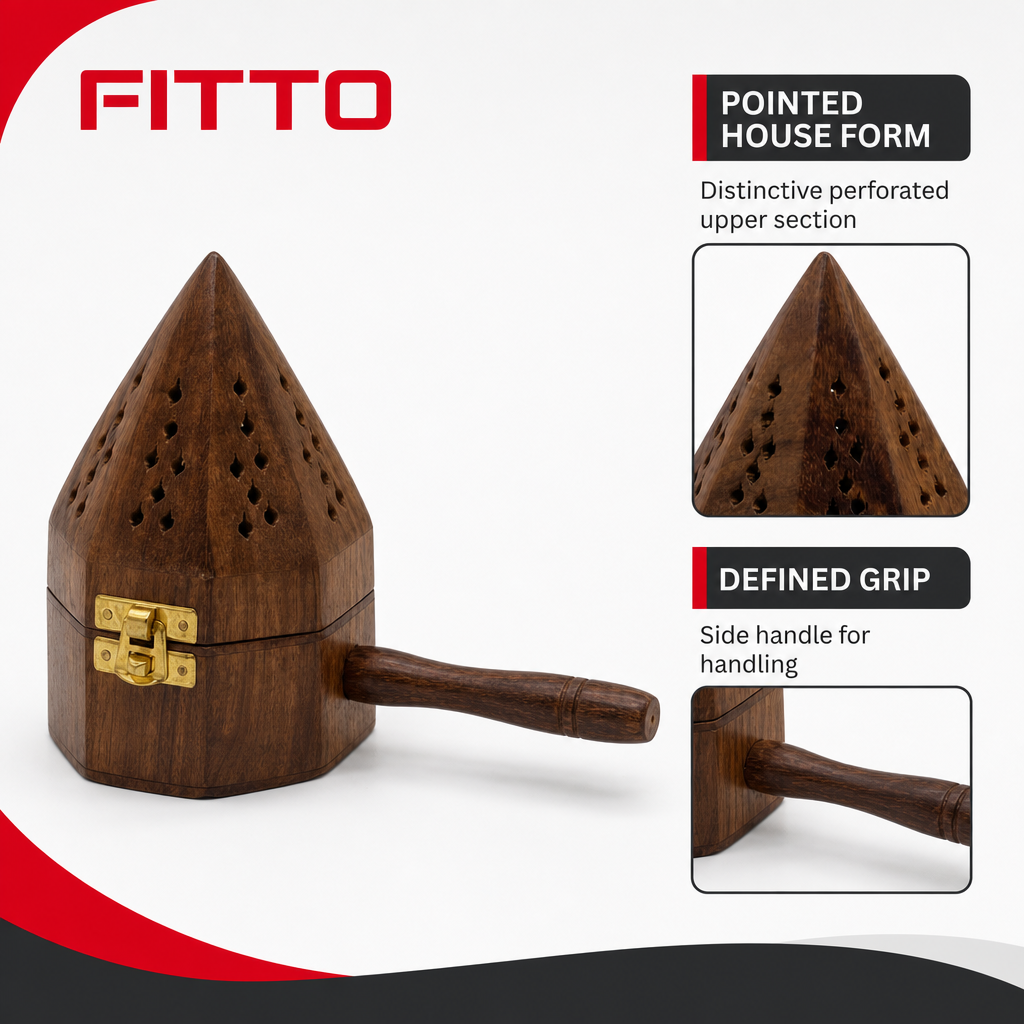 96 Pieces Wooden Incense Burner House with Handle, 3.5 Inch, Brown