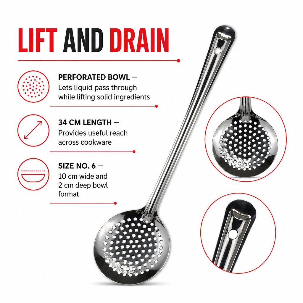 96 Pieces Stainless Steel Basting Skimmer, Perforated Cooking Utensils, Size No. 6, 34 cm