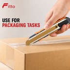 96 Pieces Utility Knives Cutter with Titanium Blade, 18 mm, Brown and Grey Handheld Cutting Tool